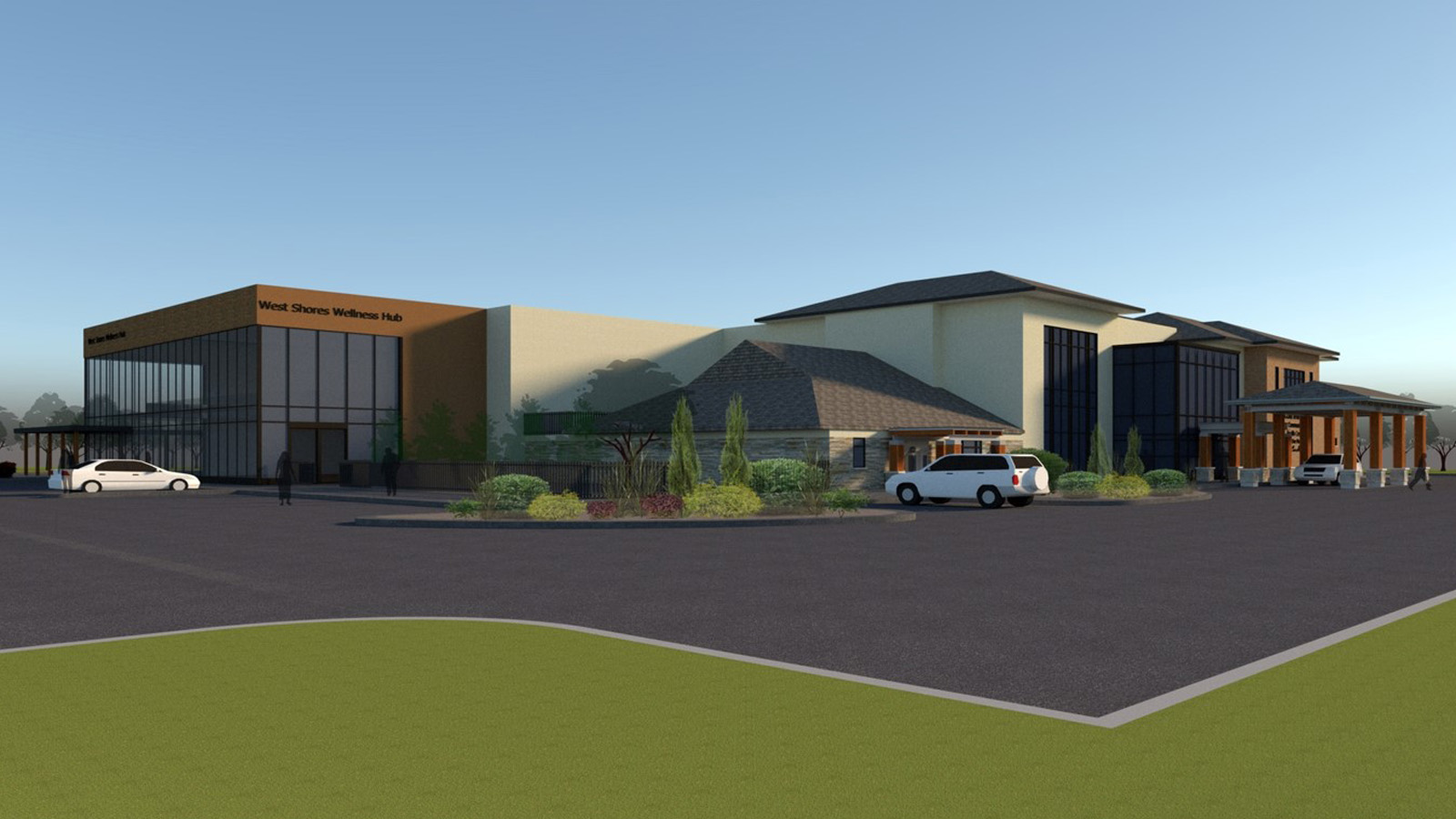Render of West Shores Wellness Hub south view